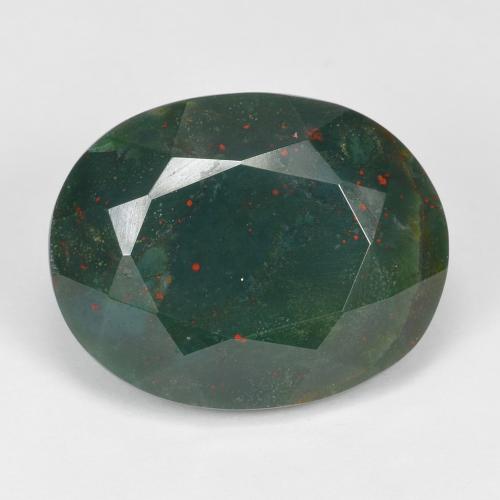 Jaspe Sanguin Vert Ovale 19,8 x 15,6mm de Madagascar, poids de 18,79 ct, pierre gemme naturelle Non traité de pureté Opaque , 1 pièce de pierre de sang oval facet, couleur : Vert foncé, dureté de Mohs de 6.5 à 7 convient aux bijoux de tous les jours, pierre de sagesse, Photo A