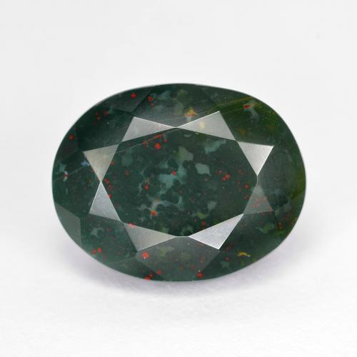Jaspe Sanguin Ovale en damier des États-Unis 10,32 ct, dimension 15,2 x 11,9mm, pureté Opaque , pierre gemme naturelle Non traité, 1 pièce de pierre de sang de couleur Vert multicolore, dureté Mohs de 6.5 à 7 convient aux bijoux de tous les jours, pierre de sagesse, Photo A