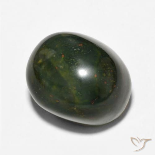 13.69 ct Green Bloodstone Stone, Natural Bloodstone in Oval Cabochon Shape for Sale