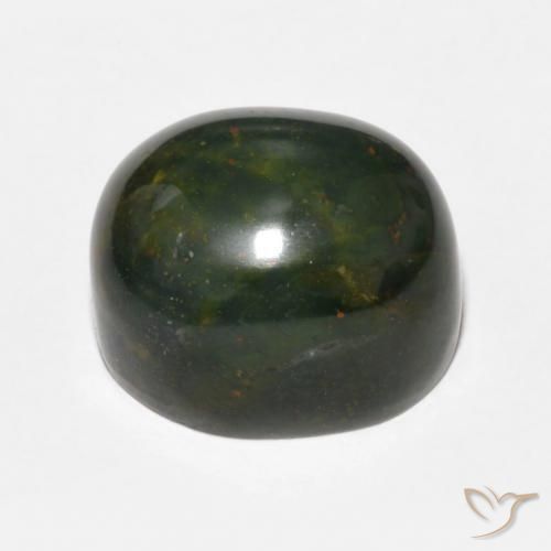 Bloodstone Gemstone in 14.7 x 12.4 mm Size for Sale, Bloodstone Stone in Medium Green Color