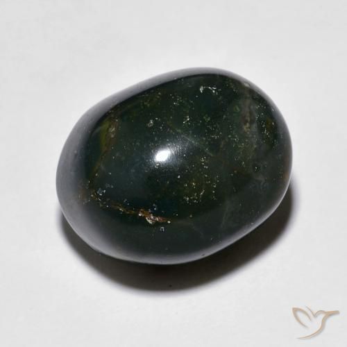 12.81 ct Green Bloodstone Stone, Natural Bloodstone in Oval Cabochon Shape for Sale