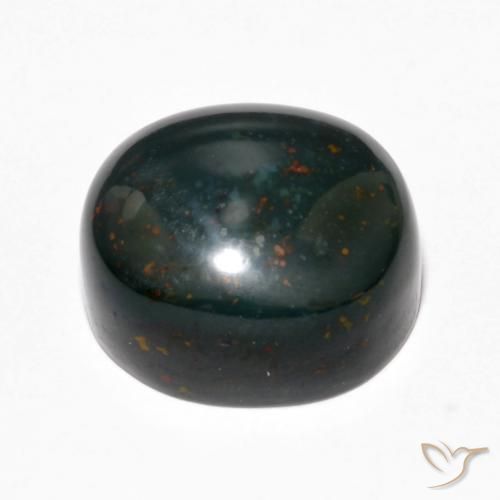 Bloodstone Gemstone in 15.4 x 13.3 mm Size for Sale, Bloodstone Stone in Deep Green Color