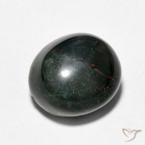 7.15 ct Green Bloodstone Stone, Natural Bloodstone in Oval Cabochon Shape for Sale