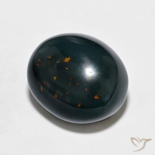 8.78 ct Green Bloodstone Stone, Natural Bloodstone in Oval Cabochon Shape for Sale