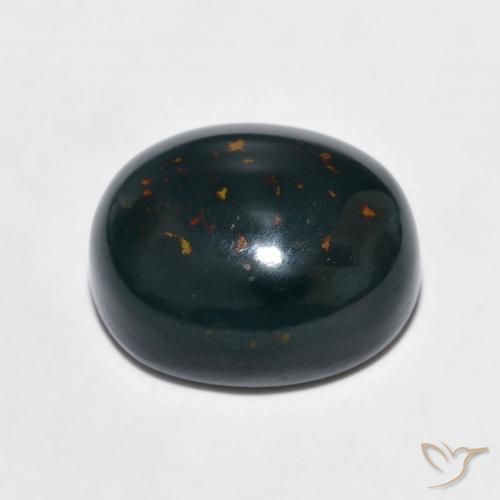 Bloodstone Gemstone in 13.5 x 11.3 mm Size for Sale, Bloodstone Stone in Dark Green Color