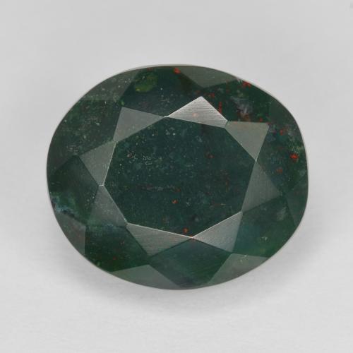 Jaspe Sanguin Vert oval facet de Madagascar, 13,7 x 11,8mm, poids de 7,75 ct, pierre gemme naturelle Non traité de pureté Opaque , 1 pièce de pierre de sang, couleur Vert foncé, dureté Mohs de 6.5 à 7 convient aux bijoux de tous les jours, pierre de sagesse, Photo A