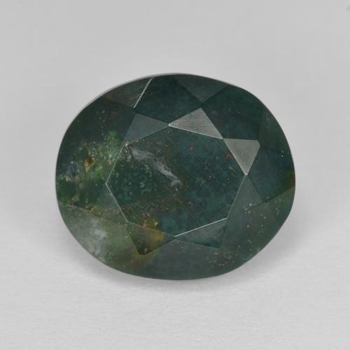 Jaspe Sanguin Vert oval facet de Madagascar, 12,6 x 10,9mm, poids de 5,84 ct, pierre gemme naturelle Non traité de pureté Opaque , 1 pièce de pierre de sang, couleur Forêt verte, dureté Mohs de 6.5 à 7 convient aux bijoux de tous les jours, pierre de sagesse, Photo A