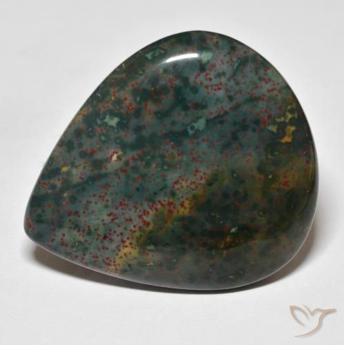 46.43 ct Pear Bloodstone, 35.1 x 30.7 mm From Madagascar, Photo A