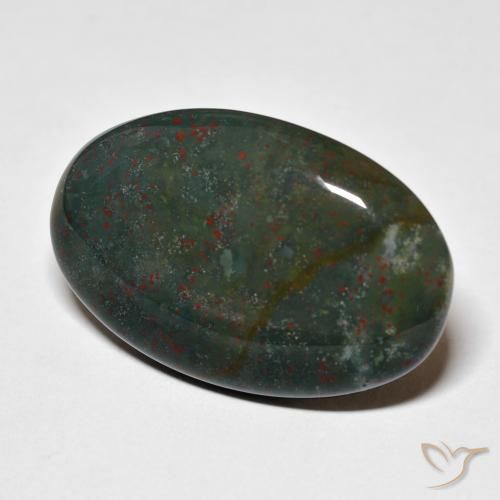 29.91 ct Green Bloodstone Stone, Natural Bloodstone in Oval Cabochon Shape for Sale
