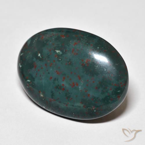 24.15 ct Green Bloodstone Stone, Natural Bloodstone in Oval Cabochon Shape for Sale