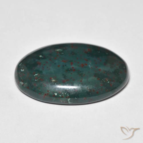Bloodstone Gemstone in 27 x 20 mm (calibrated) Size for Sale, Bloodstone Stone in Medium Dark Green Color