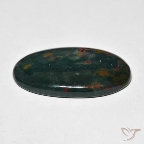 Bloodstone Gemstone in 33.4 x 19.3 mm Size for Sale, Bloodstone Stone in Forest Green Color