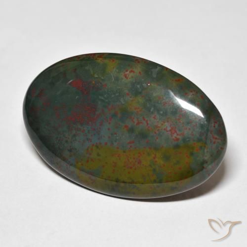29.70 ct Green Bloodstone Stone, Natural Bloodstone in Oval Cabochon Shape for Sale