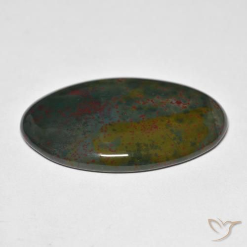 Bloodstone Gemstone in 34.5 x 22.4 mm Size for Sale, Bloodstone Stone in Green and Red Color