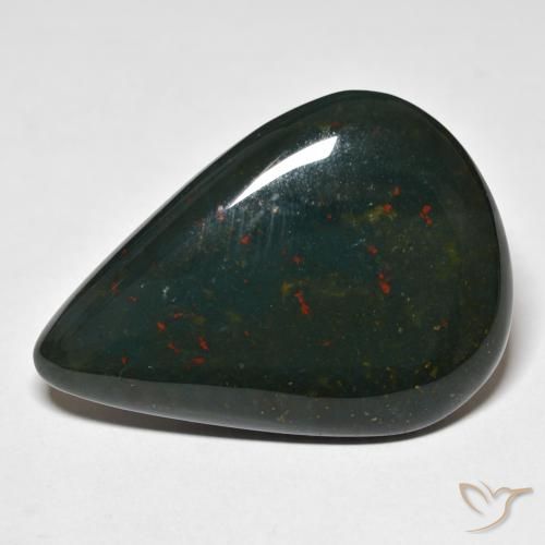 48.11ct Natural Dark Green Bloodstone, Pear Shape, Opaque
