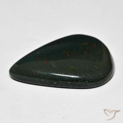 Bloodstone Gemstone in 36.4 x 25.9 mm Size for Sale, Bloodstone Stone in Dark Green Color