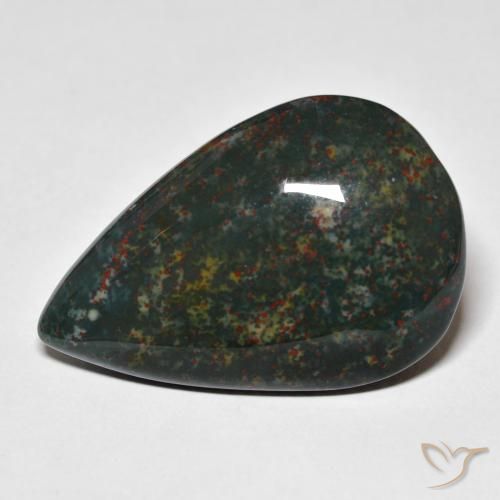 31.68ct Natural Deep Green Bloodstone, Pear Shape, Opaque