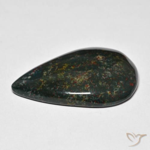 Bloodstone Gemstone in 33 x 21.8 mm Size for Sale, Bloodstone Stone in Deep Green Color