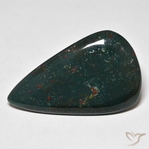 37,6 x 22,6mm birnenschliff grüner Blutstein aus Madagaskar, Gewicht von 28,05 ct, natürlicher Edelstein in Opaque Reinheit, 1 Stück birnenschliff Blutstein - Farbe: Dunkelgrün, Mohs-Härte von 6,5 - 7 Geeignet für den täglichen Gebrauch im Schmuck, Photo A