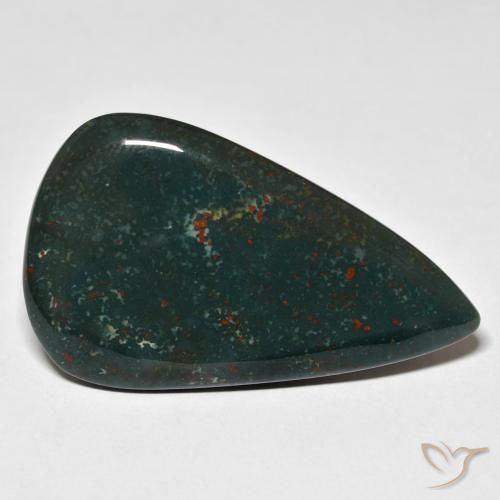 28.05 ct Green Bloodstone Stone, Natural Bloodstone in Pear Cabochon Shape for Sale