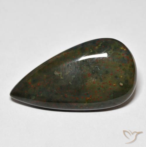 21.91 ct Pear Bloodstone, 32.3 x 17.4 mm From Madagascar, Photo A