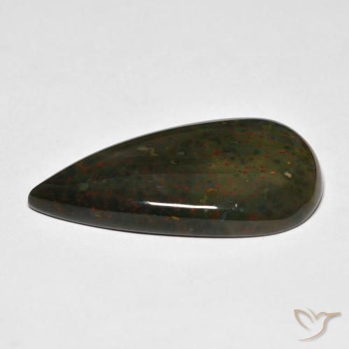 Bloodstone Gemstone in 32.3 x 17.4 mm Size for Sale, Bloodstone Stone in Green and Red Color