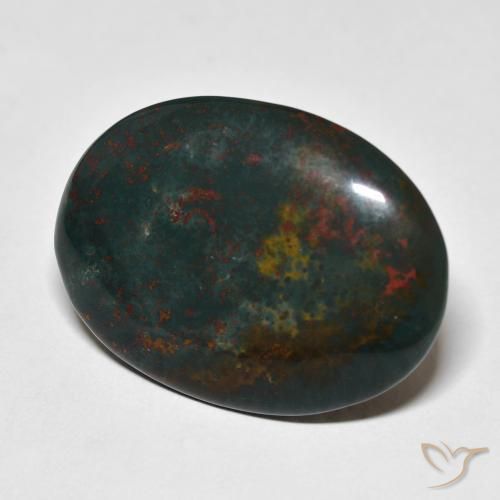 21.16 ct Green Bloodstone Stone, Natural Bloodstone in Oval Cabochon Shape for Sale