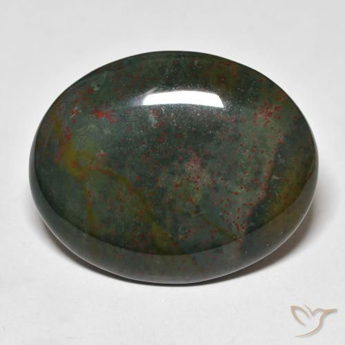 36.25ct Natural Green and Red Bloodstone, Oval, Opaque