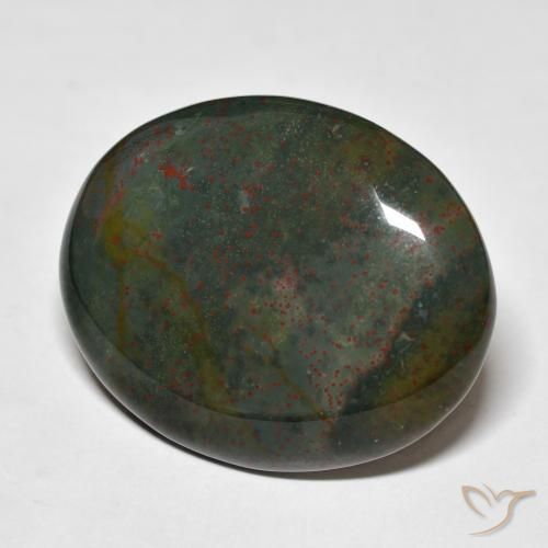 36.25 ct Green Bloodstone Stone, Natural Bloodstone in Oval Cabochon Shape for Sale