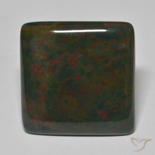 27,72 ct quadratischer Blutstein aus Madagaskar, Größe: 24,1 x 23,9mm, Reinheit: Opaque, Garantiert echter Edelstein, 1 Stück Blutstein in Grün und Rot Farbe, Mohs-Härte von 6,5 - 7 Geeignet für den täglichen Gebrauch im Schmuck, Photo A