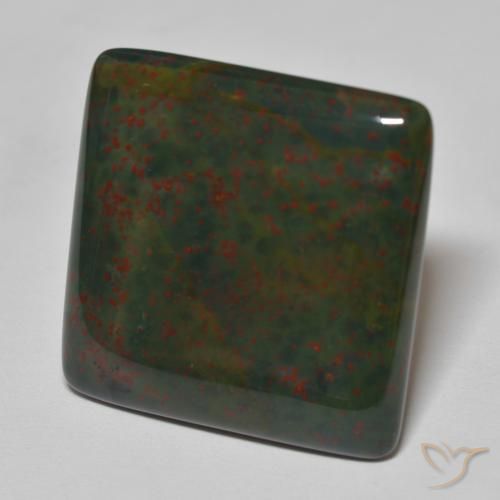27.72 ct Green Bloodstone Stone, Natural Bloodstone in Square Cabochon Shape for Sale
