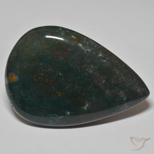 67.25 ct Green Bloodstone Stone, Natural Bloodstone in Pear Cabochon Shape for Sale