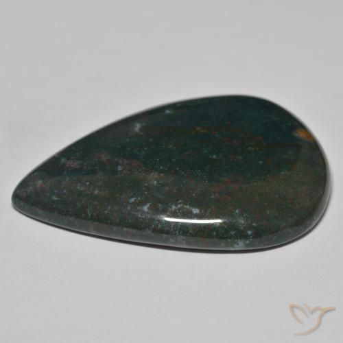 Bloodstone Gemstone in 44.1 x 30.3 mm Size for Sale, Bloodstone Stone in Forest Green Color