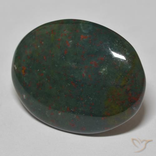 25.83 ct Green Bloodstone Stone, Natural Bloodstone in Oval Cabochon Shape for Sale
