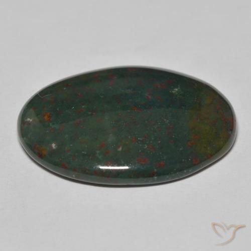 Bloodstone Gemstone in 28.7 x 22.1 mm Size for Sale, Bloodstone Stone in Deep Green Color