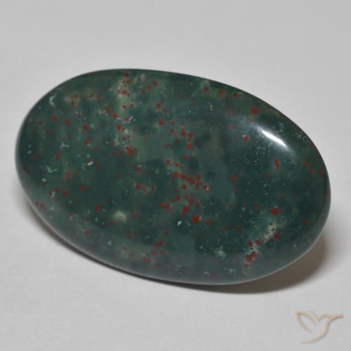 19.51 ct Green Bloodstone Stone, Natural Bloodstone in Oval Cabochon Shape for Sale
