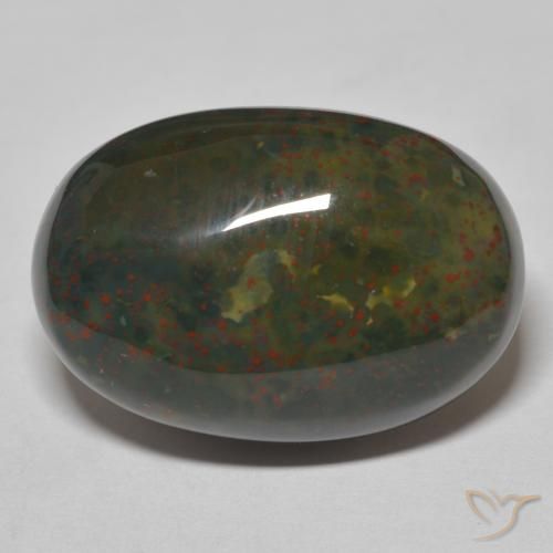 18.18ct Natural Green with Red Bloodstone, Oval, Opaque