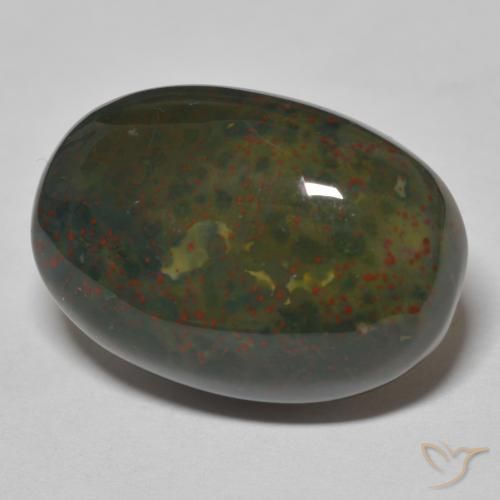 18.18 ct Green Bloodstone Stone, Natural Bloodstone in Oval Cabochon Shape for Sale