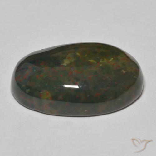 Bloodstone Gemstone in 22 x 15 mm Size for Sale, Bloodstone Stone in Green with Red Color