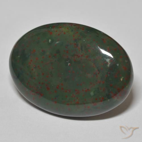 27.94 ct Green Bloodstone Stone, Natural Bloodstone in Oval Cabochon Shape for Sale