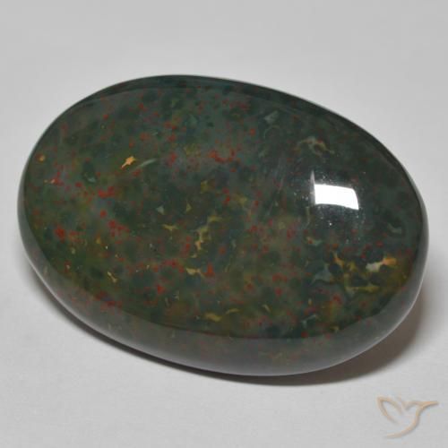 30.21 ct Green Bloodstone Stone, Natural Bloodstone in Oval Cabochon Shape for Sale