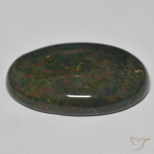 Bloodstone Gemstone in 29.9 x 20.1 mm Size for Sale, Bloodstone Stone in Green with Red Color