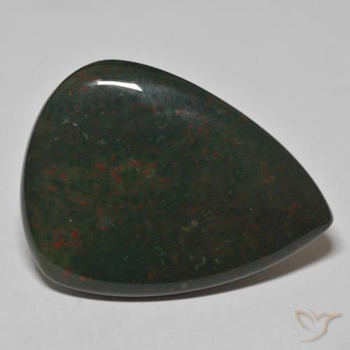 41.55 ct Green Bloodstone Stone, Natural Bloodstone in Pear Cabochon Shape for Sale