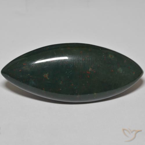 46,7 x 19,6mm marquise schliff grüner Blutstein aus Madagaskar, Gewicht 49,29 ct, 1 Stück Blutstein - Farbe: Tiefgrün, natürlicher Edelstein in Opaque Reinheit, Mohs-Härte von 6,5 - 7 Geeignet für den täglichen Gebrauch im Schmuck, Photo A