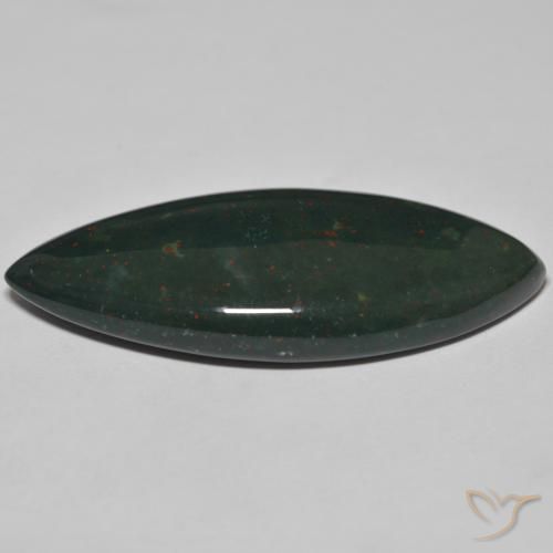 Bloodstone Gemstone in 46.7 x 19.6 mm Size for Sale, Bloodstone Stone in Deep Green Color