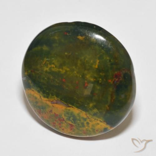 34.52 ct Multicolor Bloodstone Stone, Natural Bloodstone in Round Cabochon Shape for Sale