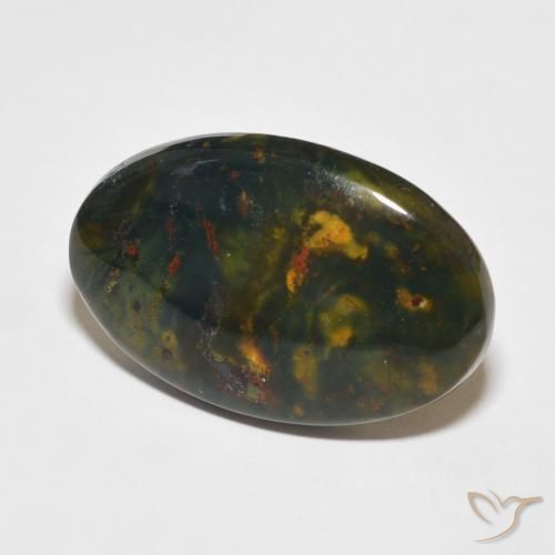 20.80 ct Multicolor Bloodstone Stone, Natural Bloodstone in Oval Cabochon Shape for Sale