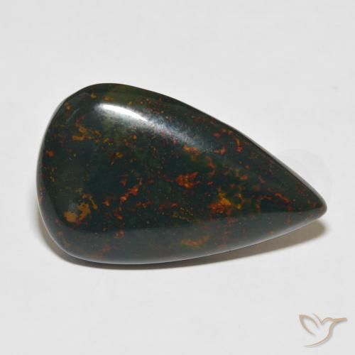 31.81 ct Multicolor Bloodstone Stone, Natural Bloodstone in Pear Cabochon Shape for Sale