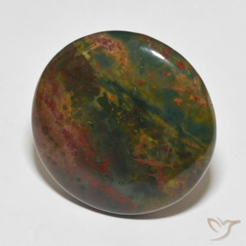 44.58 ct Multicolor Bloodstone Stone, Natural Bloodstone in Round Cabochon Shape for Sale