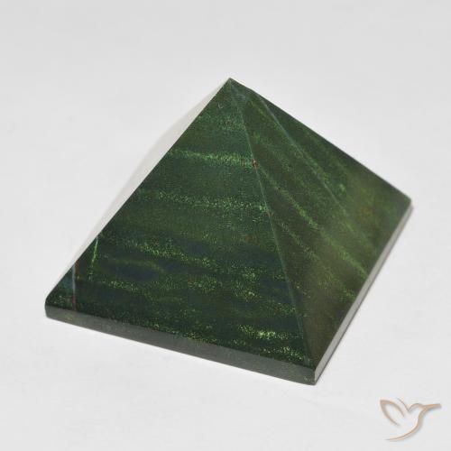 95.77 ct Green Bloodstone Stone, Natural Bloodstone in Pyramid Shape for Sale